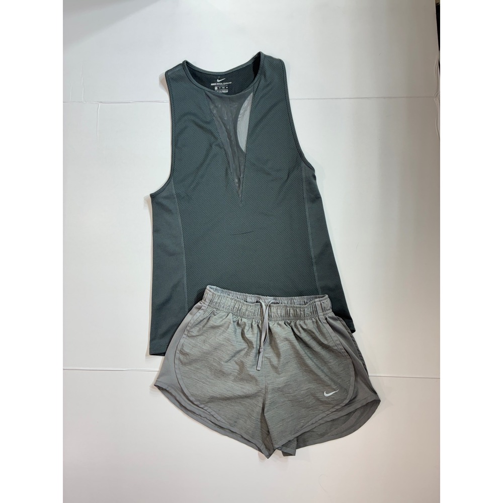 Nike Tank and Shorts Set Womens XS Grey Zonal Cooling Dri-FIT Running 2pc